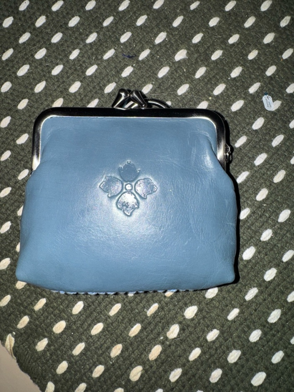 Patricia Nash Powder Blue Leather Kiss-Lock Coin Purse